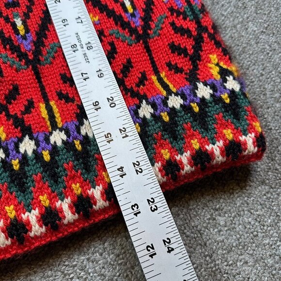 Vintage Dale of Norway Bright Red Nordic Cardigan Cottage Wool Sweater Small - Picture 5 of 6